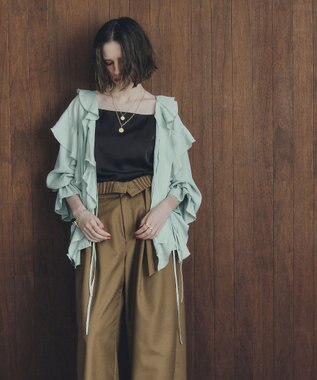 YECCA VECCA ラッフルリボンロングブラウス Light Green