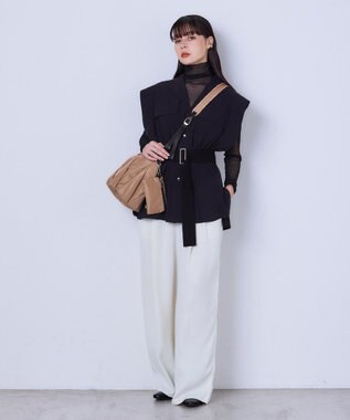 MioFIRANO HERRINGBONE J002 ショルダーバッグ マルチケース付き はっ水 BEIGE