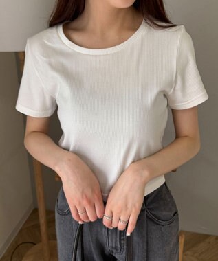 WEGO 【SMサイズ展開】コンパクトリブT オフホワイト