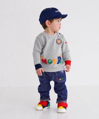 MIKI HOUSE HOT BISCUITS 【80-120cm】 立体ロゴ×キャラクタートレーナー グレー