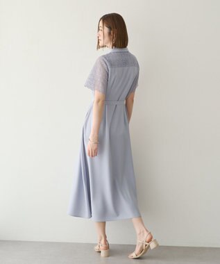 YECCA VECCA レース切替ワンピース Gray Beige