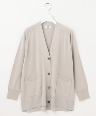 J.PRESS LADIES L 【洗える】SILKY RAYON STRETCH Vネック カーディガン グレージュ系