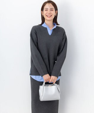 組曲 S 【加藤ローサさん着用】スムースストレッチニットアップ グレー系