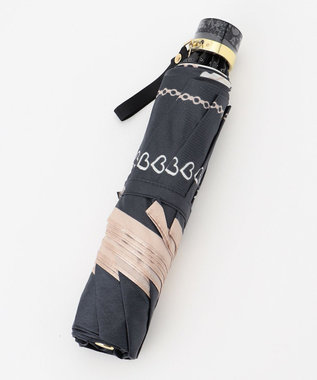 MOONBAT 【雨傘】ランバン　オン　ブルー (LANVIN en Bleu) リボン ハート ナイロンサテン 折りたたみ傘 ブラック