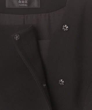 自由区 FORMAL 【ウォッシャブル対応】ドビーボーダーリボン ジャケット+ワンピース ブラック系