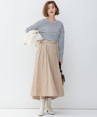 23区 【洗える】Armor-lux スムース ボーダー カットソー オフ×スチールグレーボーダー