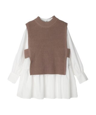 earth music&ecology ＳＥＴ２点　ベスト＋チュニックブラウス Mocha