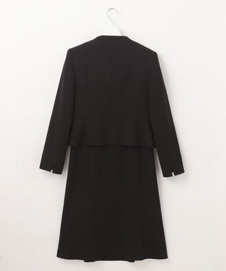 自由区 FORMAL 【ウォッシャブル対応】ドビーボーダーリボン ジャケット+ワンピース ブラック系