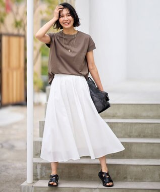 ANY ニットリブフレンチスリーブプルオーバー モカ