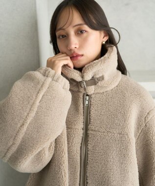 earth music&ecology ボアルーズブルゾン グレーベージュ