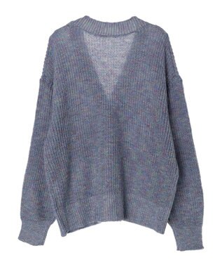 Green Parks Ｍｉｘカラーニットゆるカーディガン Blue