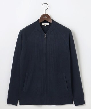 JOSEPH ABBOUD 【チクチクしない/洗える/3シーズン対応】ＳＮＯＷＹボーダー ニットブルゾン ネイビー系