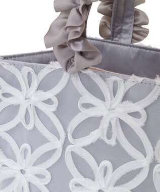 Maison de FLEUR チュールフラワーフリルスクエアトートバッグ Grayish Blue