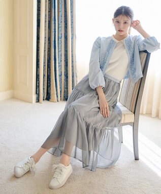 TOCCA 【鈴木ゆうかさん着用】CRYSTAL SHEER スカート グレー系