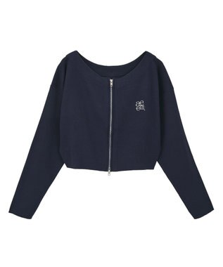 earth music&ecology ダブルジップロゴニットプルオーバー Navy