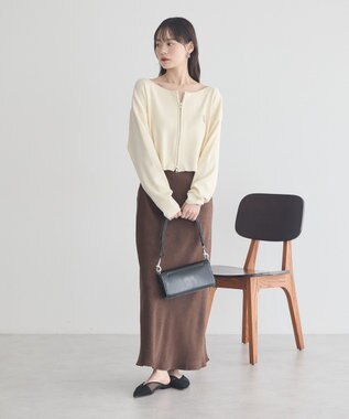 earth music&ecology ダブルジップロゴニットプルオーバー Ivory