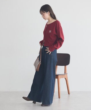 earth music&ecology ダブルジップロゴニットプルオーバー Bordeaux