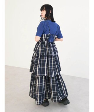 Green Parks ・ＳＵＧＡＲ　ＳＰＯＯＮ　チェックラッフルキャミワンピース Navy