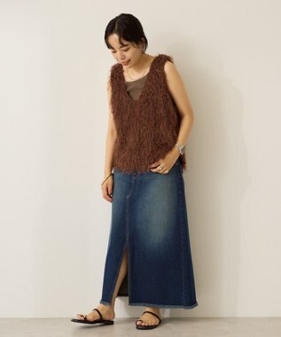 AMERICAN HOLIC 【前後2way】サイドスリットシャギーベスト Brown