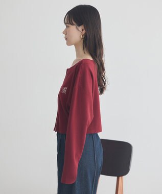 earth music&ecology ダブルジップロゴニットプルオーバー Bordeaux