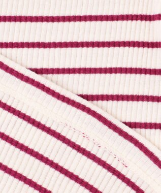 組曲 KIDS 【110-140㎝】レースボーダー トップス ラズベリー系1