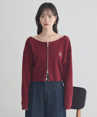 earth music&ecology ダブルジップロゴニットプルオーバー Bordeaux