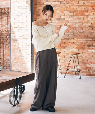 earth music&ecology ダブルジップロゴニットプルオーバー Ivory