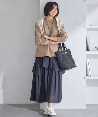 23区 【Oggi4月号掲載/洗える】シアーツイル ティアードスカート ブラック系