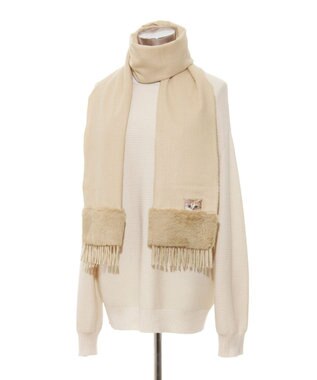 MOONBAT PAUL & JOE ACCESSOIRES ヌネットワッペン×ファームースタッチマフラー（パッケージ入り） キャメル