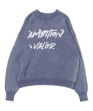 WEGO ヴィンテージウォッシュニットプルオーバー ブルー