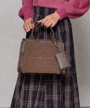 style code 【MERCURYDUO/マーキュリーデュオ】カードケース付　ロゴ刺繍ボアトートバッグ グレージュ