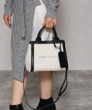 style code 【MERCURYDUO/マーキュリーデュオ】カードケース付　ロゴ刺繍ボアトートバッグ