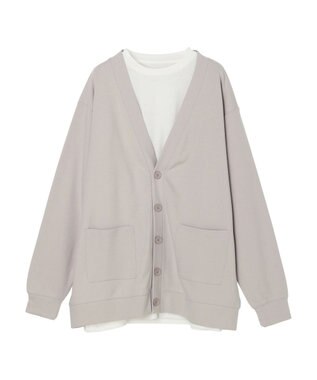 CRAFT STANDARD BOUTIQUE 強撚ポンチカーディガン＋Ｌ／Ｓ　ＴＥＥーＳＥＴ Light Gray