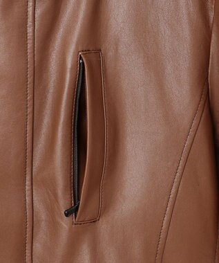 JOSEPH ABBOUD ベジタブルラムスキンレザーコート ダークブラウン系