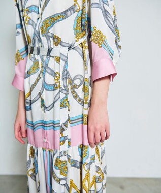 GRACE CONTINENTAL スカーフプリントシャツドレス ピンク