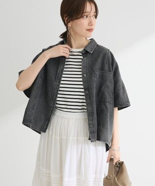 Green Parks ライトデニム５分袖シャツ Black