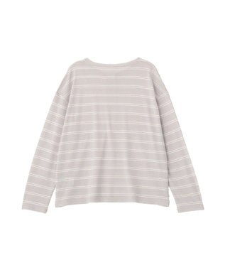 CRAFT STANDARD BOUTIQUE シアーボーダーヘンリーネックロンT Light Gray