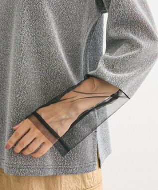 Green Parks 袖チュールドッキングラメプルオーバー Black