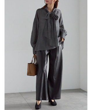 Te chichi シアーデニムボウタイブラウス ブラック