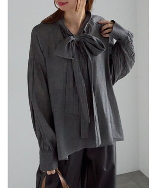 Te chichi シアーデニムボウタイブラウス ブラック