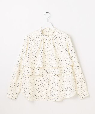 ANY SIS ラッフルレイヤード ブラウス アイボリードット