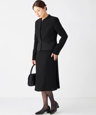 自由区 FORMAL 【ストレッチ/前開きワンピース】平二重 ジャケット+ワンピース ブラック系