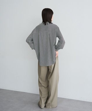 YECCA VECCA 2way裾アレンジパール釦ブラウス Stripe