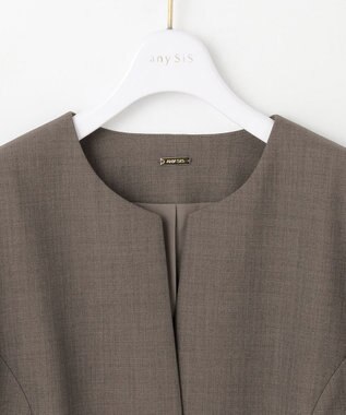 ANY SIS S 【WEB限定】ウーステッドエステル クルーネック ジャケット モカグレー