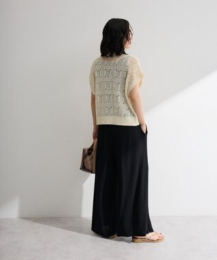 Green Parks 透かし編みＺＩＰニットベスト Ivory