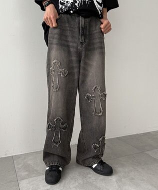  クロスモチーフオーバーダイバギーパンツ