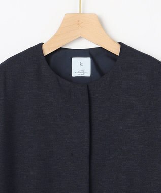 組曲 【WEB限定】ライトリネンライクノーカラー ジャケット ネイビー系