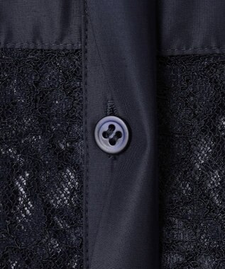 ICB 【洗える】ナイロンラッセルレース シャツワンピース ネイビー系