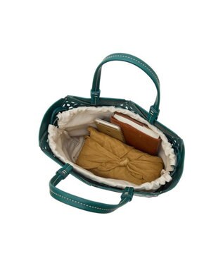 genten サスカットバスケット手提げバッグ＜M＞ ブルーグリーン