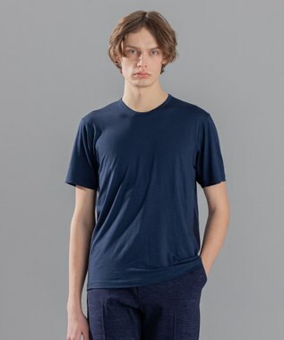 JOSEPH HOMME SUMMER WOOL JERSEY CREW NECK TEE ネイビー系